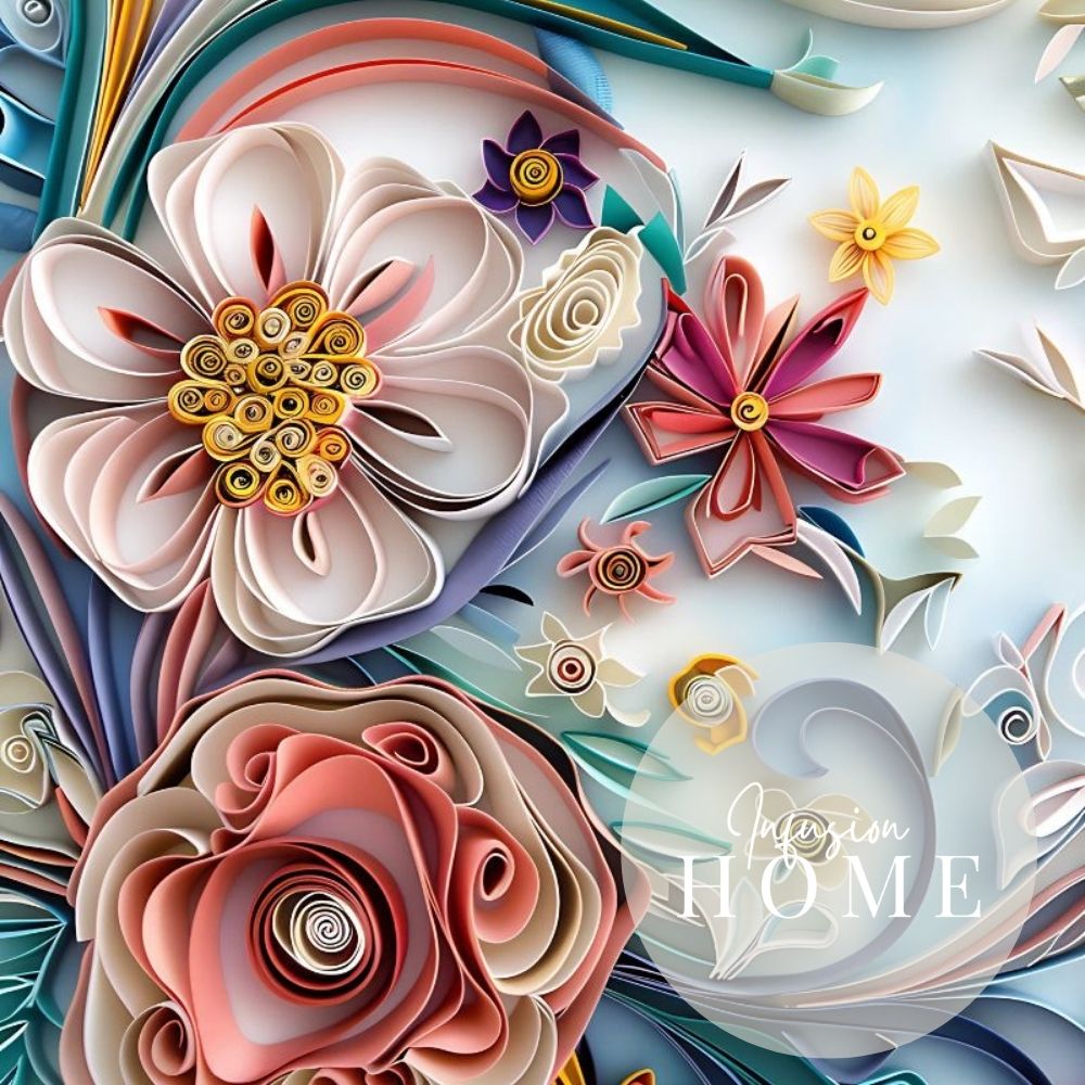 Bright Pastel Paper Cut Floral Wall Art Printable