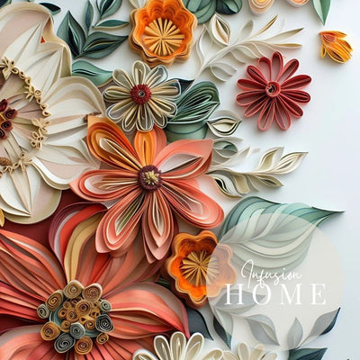 Coral and Peach Paper Cut Floral Art Printable