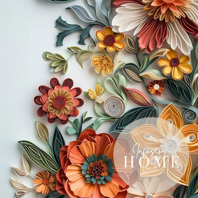 Golden Bloom Paper Cut Floral Wall Art Printable