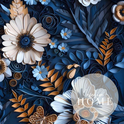 Midnight Garden Paper Cut Floral Art Printable