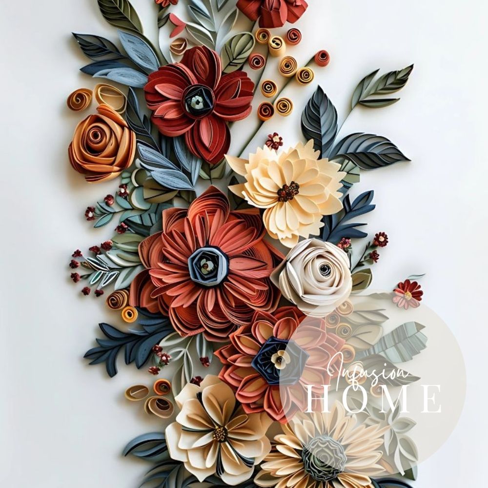 Rust & Bloom Paper Cut Floral Wall Art Printable