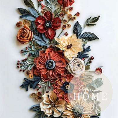 Rust & Bloom Paper Cut Floral Wall Art Printable