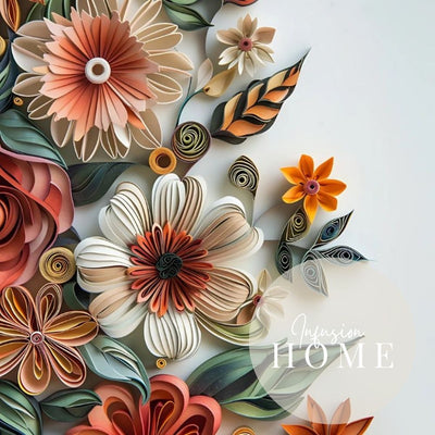Rust Red and Orange Paper Cut Flower Wall Art Printable