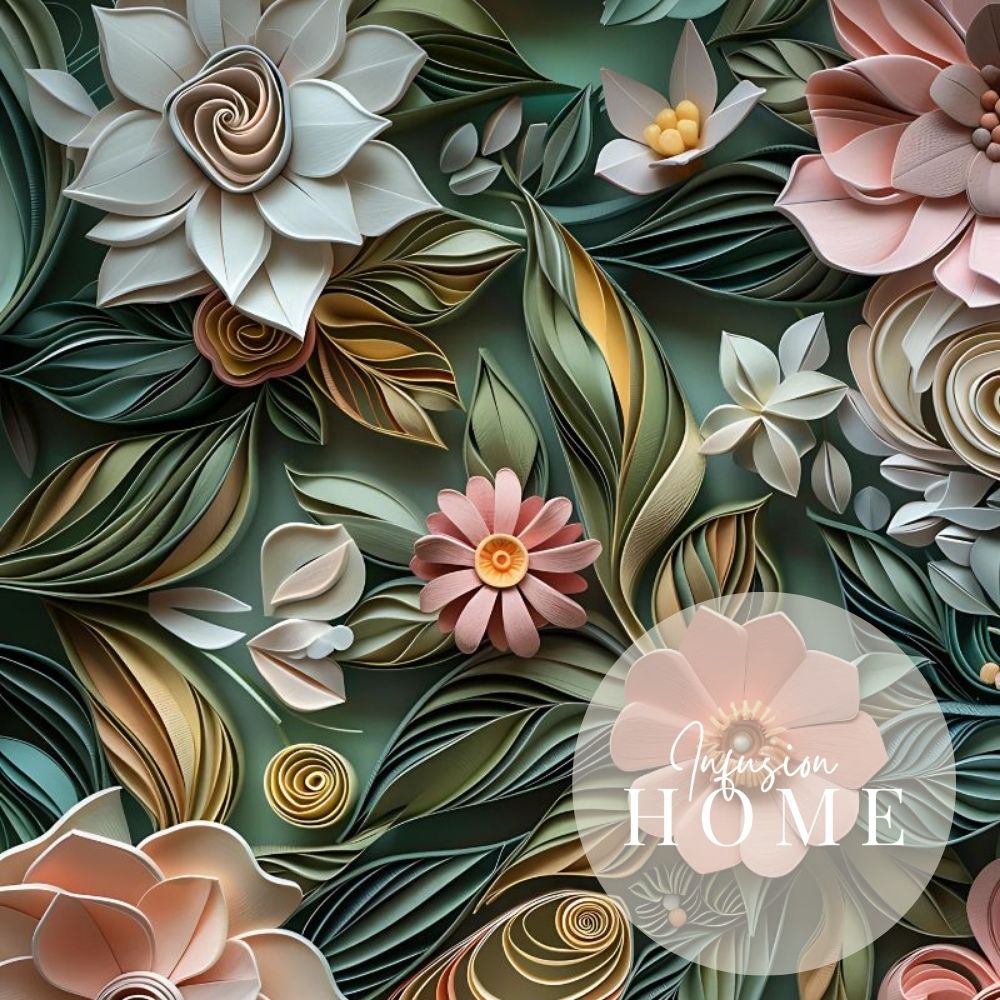 Soft Garden Tones Paper Cut Flower Art Printable