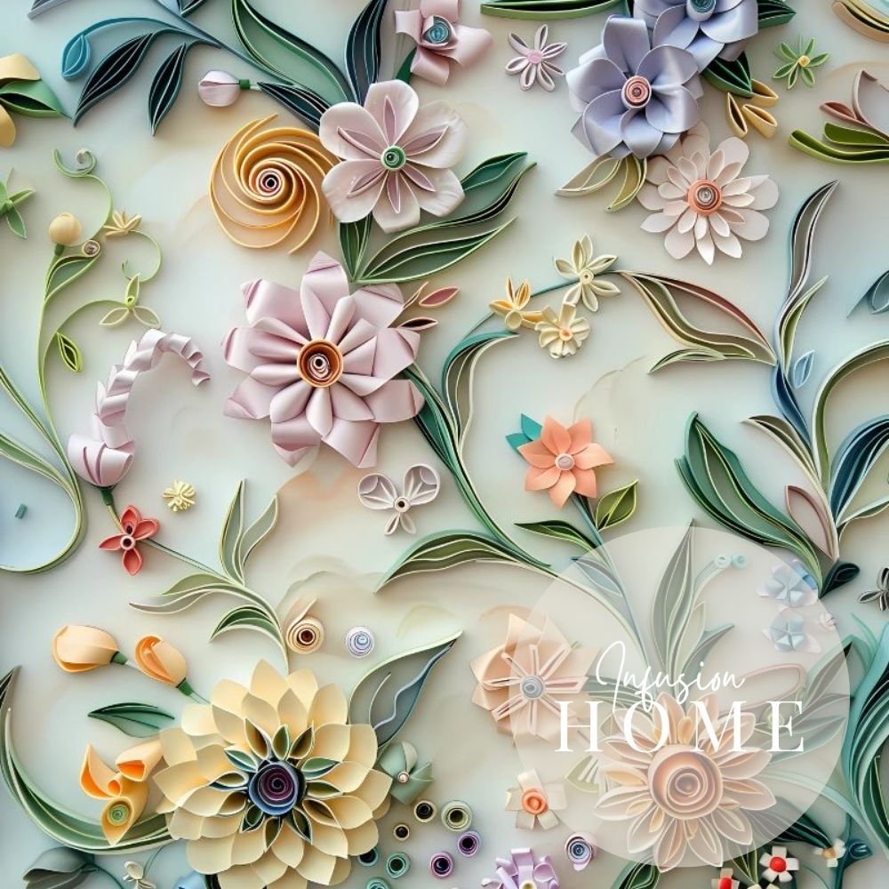 Soft Pastel Paper Cut Floral Art Printable