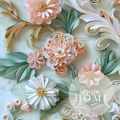 Soft Pink and White Floral Paper Cut Art Printable