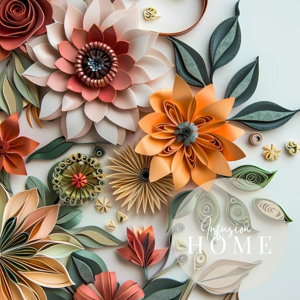 Sunset Bloom Paper Cut Floral Wall Art Printable