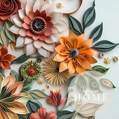 Sunset Bloom Paper Cut Floral Wall Art Printable