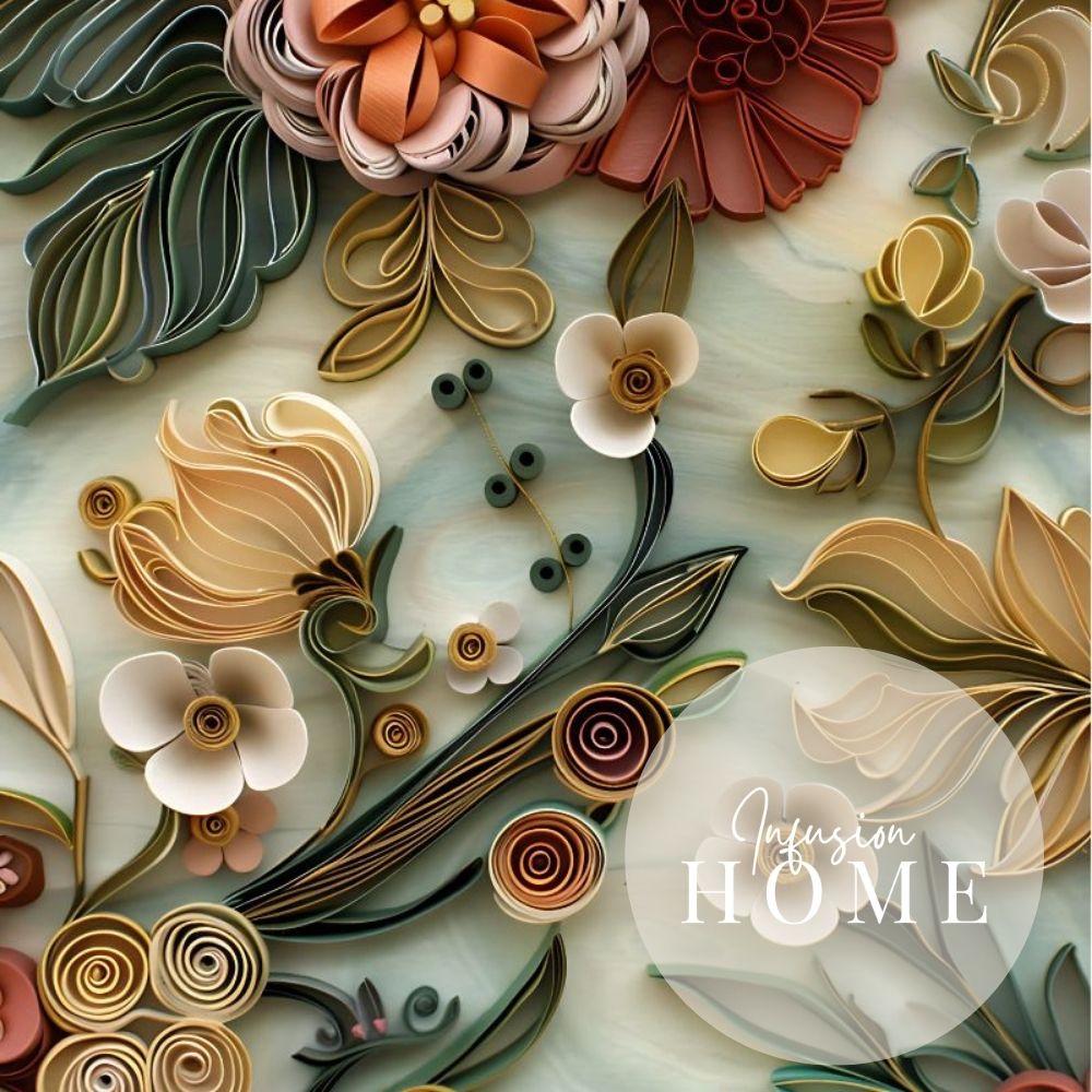 Vintage Garden Floral Paper Cut Art Printable