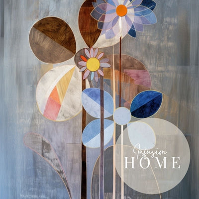 Nordic Bloom Abstract Floral Art in Earthy and Blue Tones