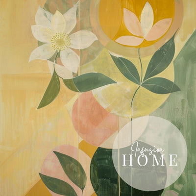 Sunlit Nordic Floral Wall Art in Yellow and Green