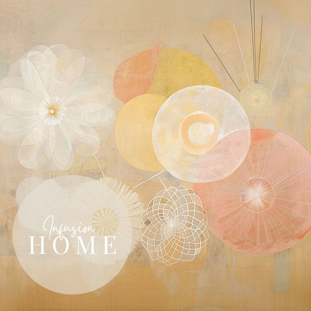 Golden Light Minimalist Abstract Flowers in Soft Neutrals
