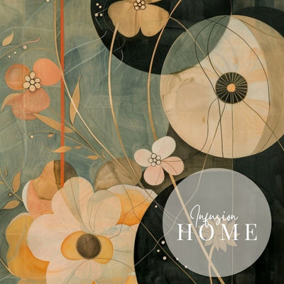 Dusky Bloom Nordic Floral Art in Burnt Orange and Beige