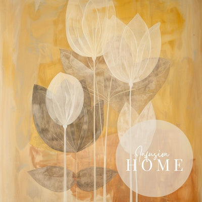 Golden Petals Nordic Floral Art with Earthy Layers