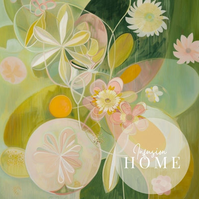 Radiant Nordic Garden Floral Art in Green and Pink Hues