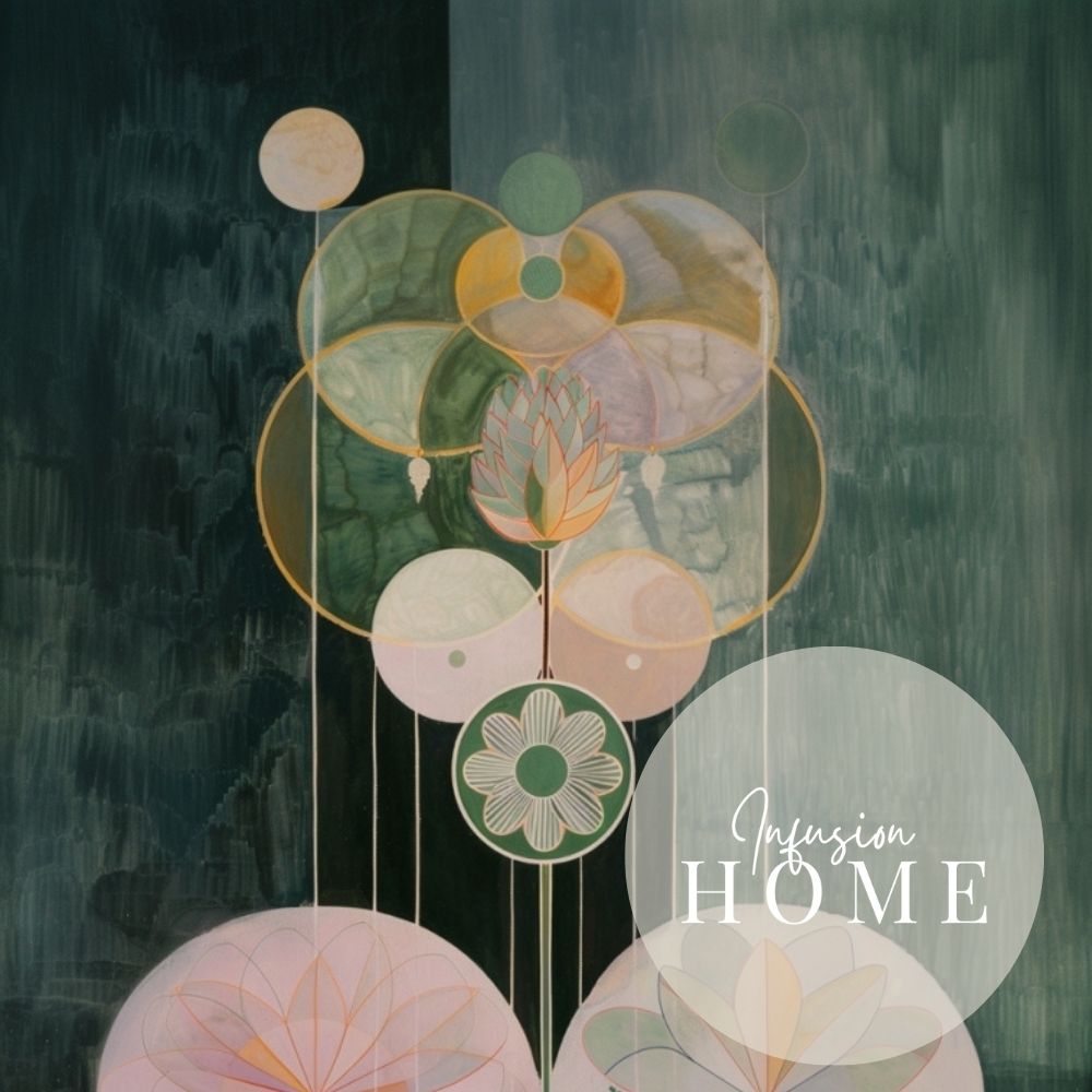 Symmetry in Bloom Geometric Botanical Art in Forest Green