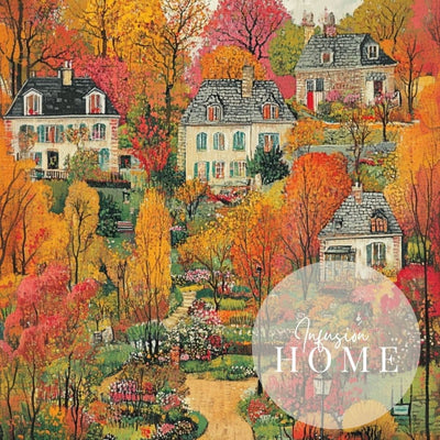 Autumn Bliss – Vibrant Village Garden Art - Infusion Home