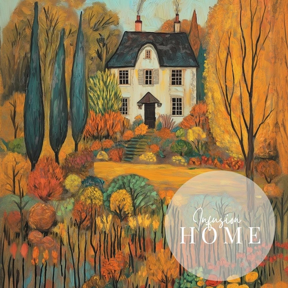 Autumn Glow Manor – Idyllic Seasonal Landscape Wall Art - Infusion Home