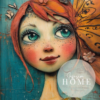 Charming Gaze – Whimsical Art with Floral Details - Infusion Home