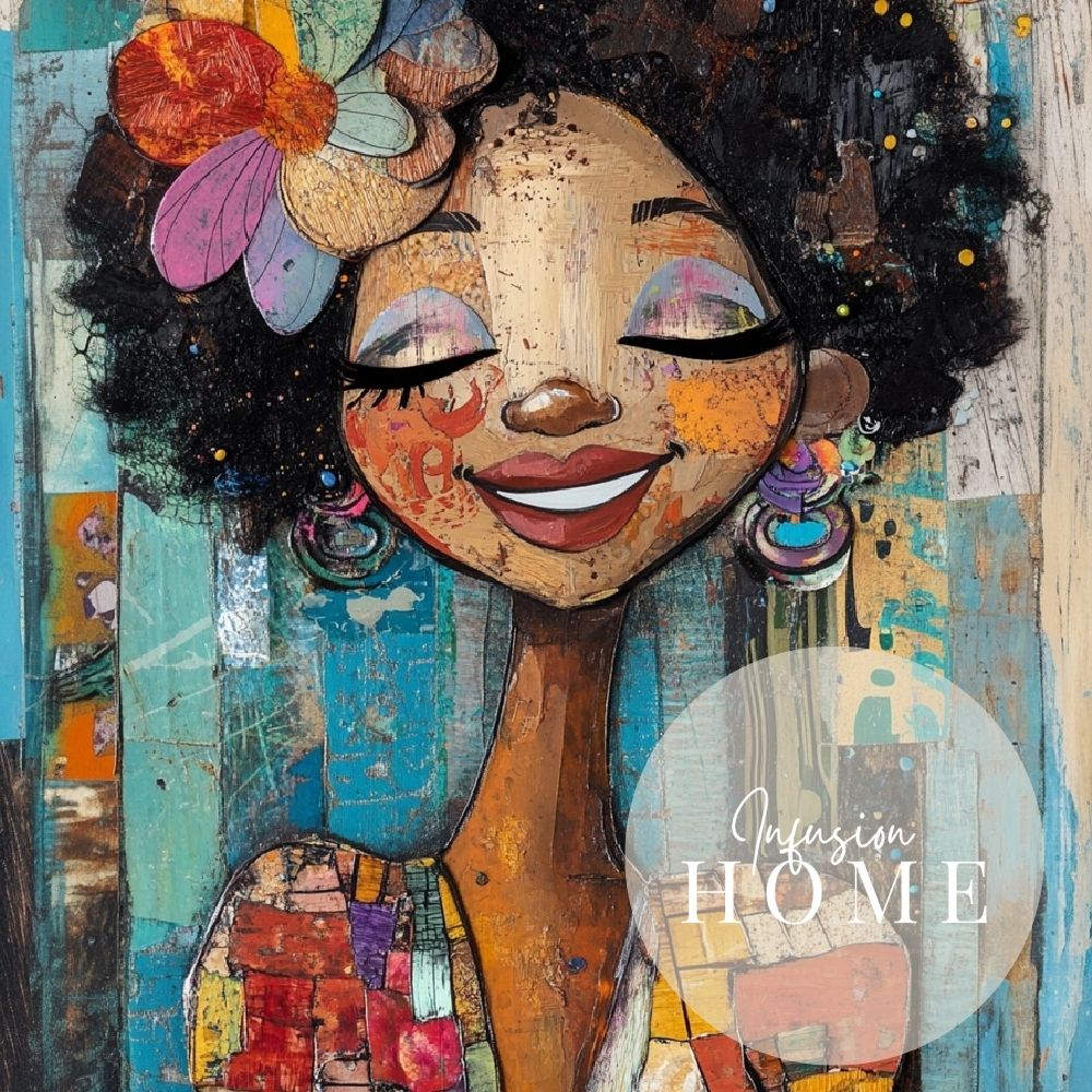 Colorful Bliss – Woman in Vibrant Whimsical Style - Infusion Home