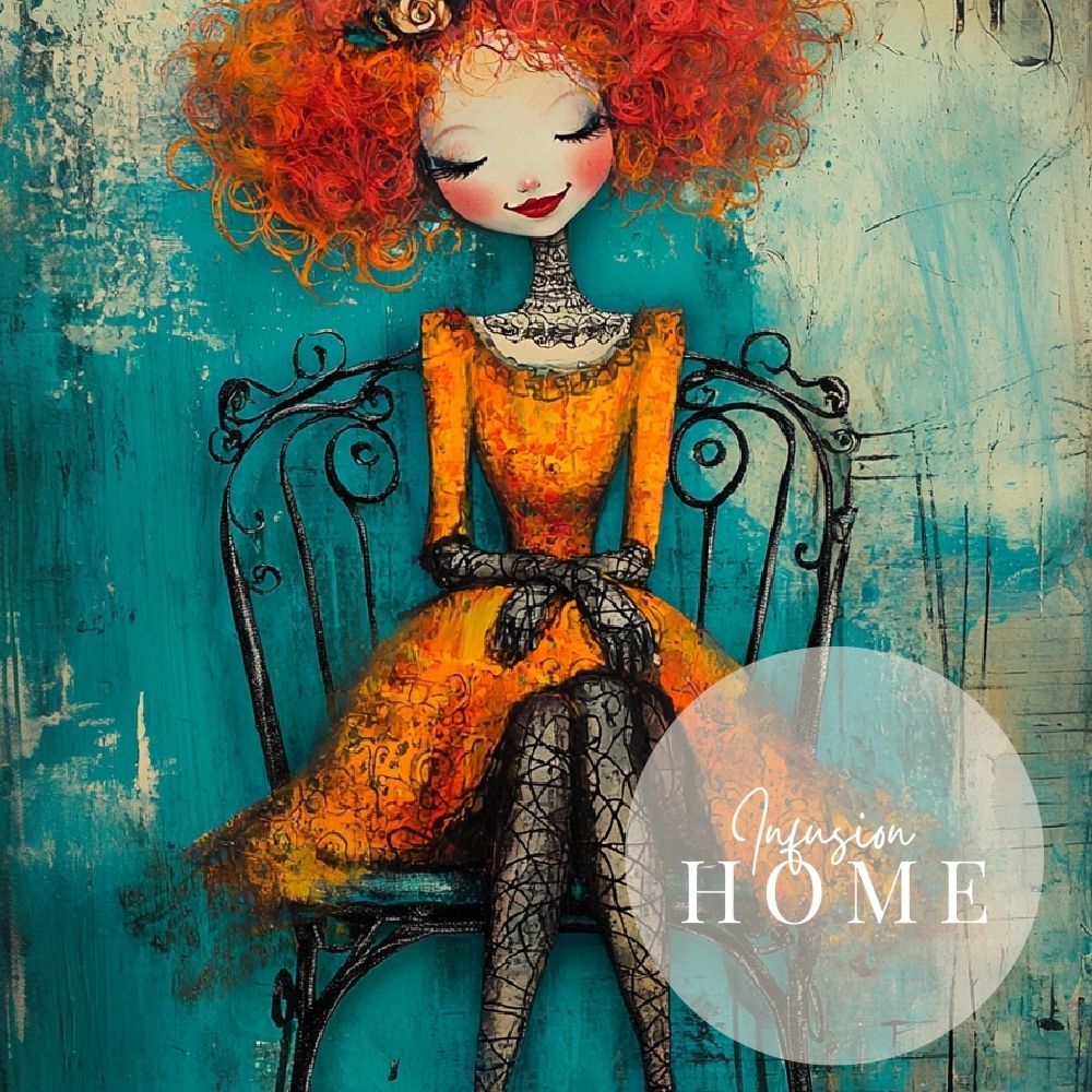 Creative Whimsy – Vibrant Mixed Media Portrait - Infusion Home