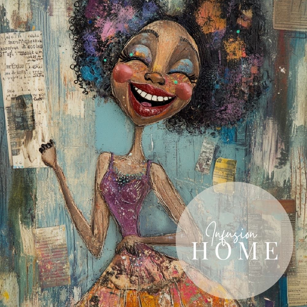 Radiant Smile – Colorful Mixed Media Woman Art - Infusion Home