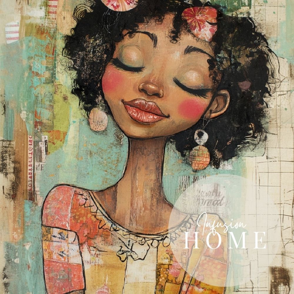 Serene Beauty – Whimsical Woman with Artistic Details - Infusion Home