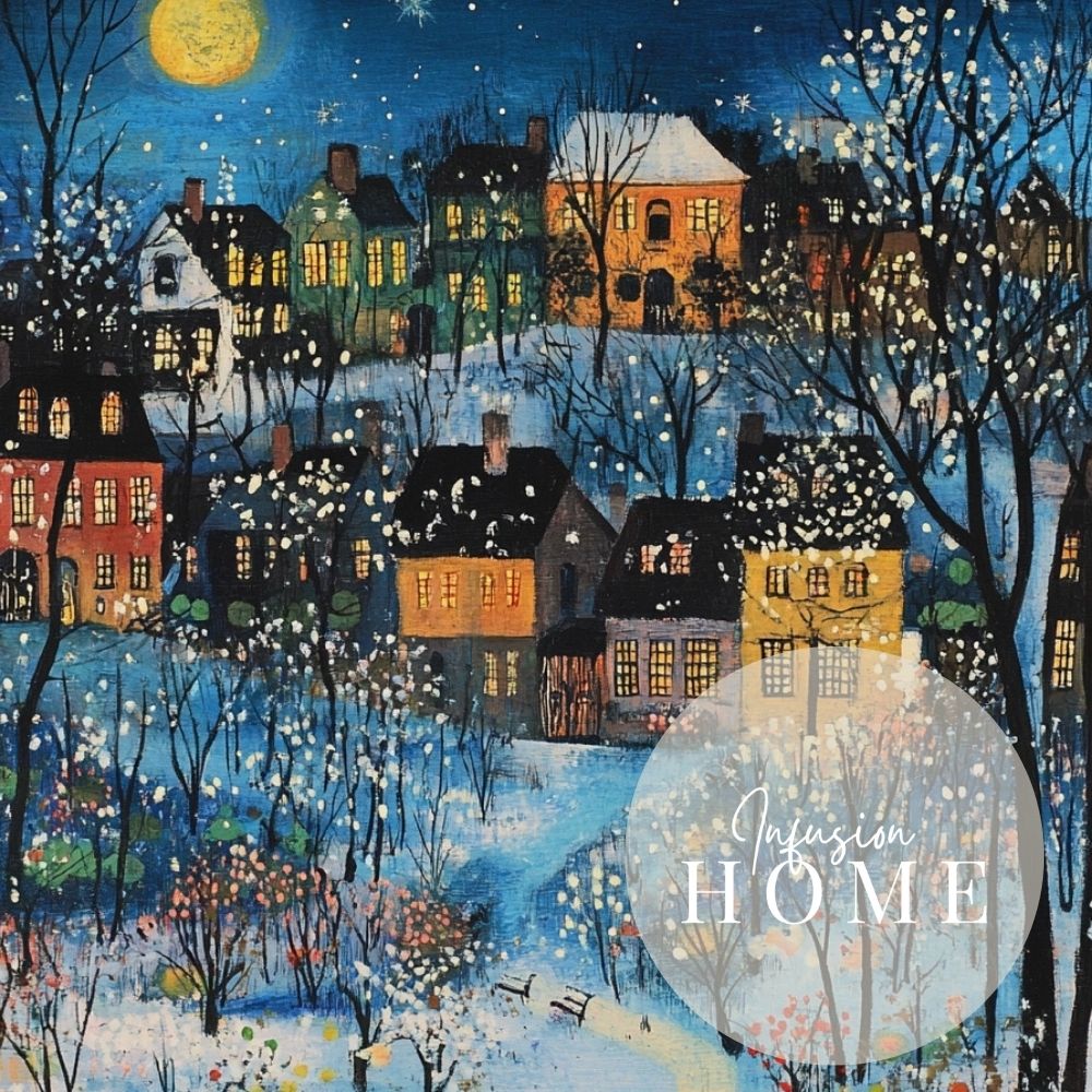 Starry Winter Night in a Quaint Village - Infusion Home