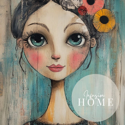 Whimsical Dream – Mixed Media Floral Woman Portrait - Infusion Home