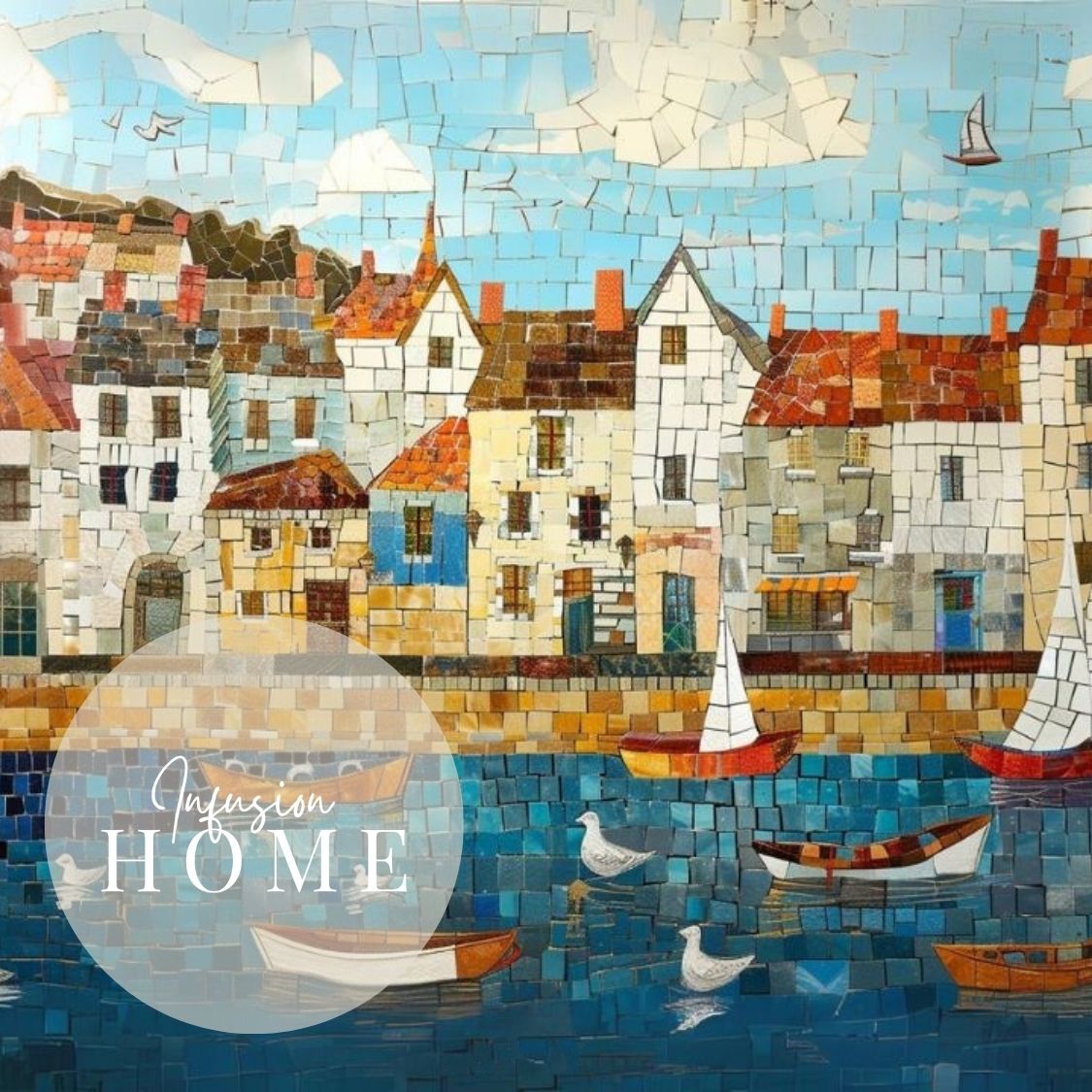 Nautical Mosaic - Fishing Village Artwork - Infusion Home