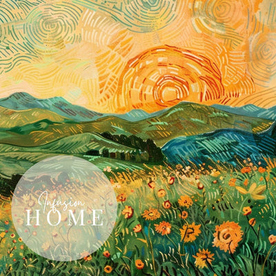 Whimsical Meadow - Sunrise over Blooming Rolling Hills - Infusion Home