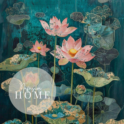 Abstract Bloom - Pink Lotus in Dreamy Waters - Infusion Home