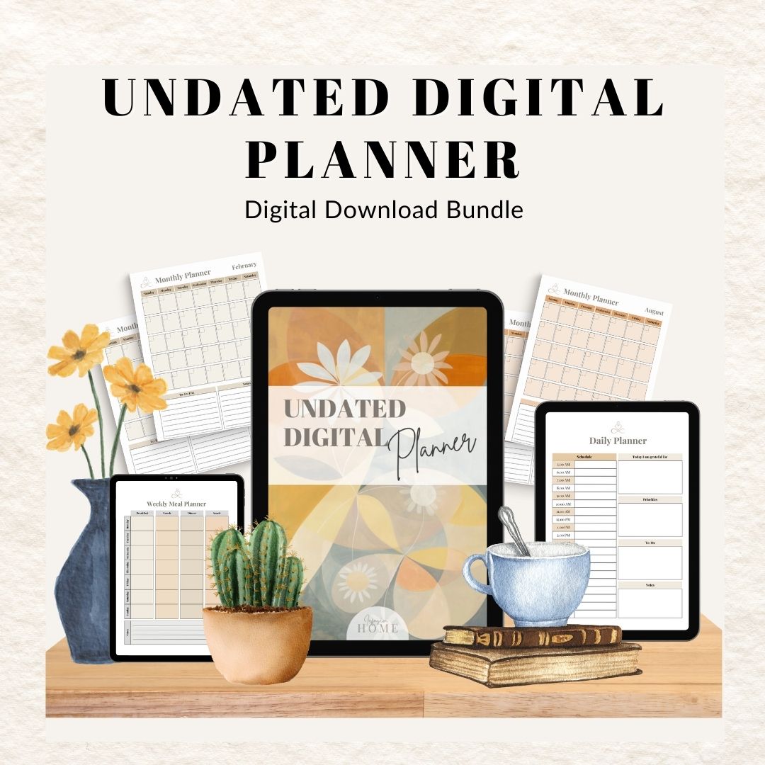 Undated Digital Planner – Printable & Fillable Digital Download