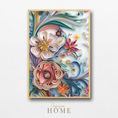 Bright Pastel Paper Cut Floral Wall Art Printable