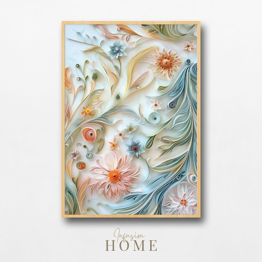 Meadow Breeze Paper Cut Floral Wall Art Printable