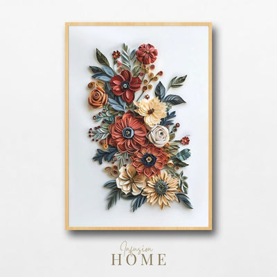 Rust & Bloom Paper Cut Floral Wall Art Printable