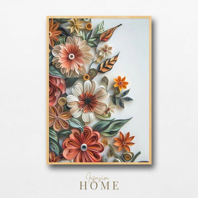 Rust Red and Orange Paper Cut Flower Wall Art Printable
