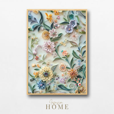 Soft Pastel Paper Cut Floral Art Printable