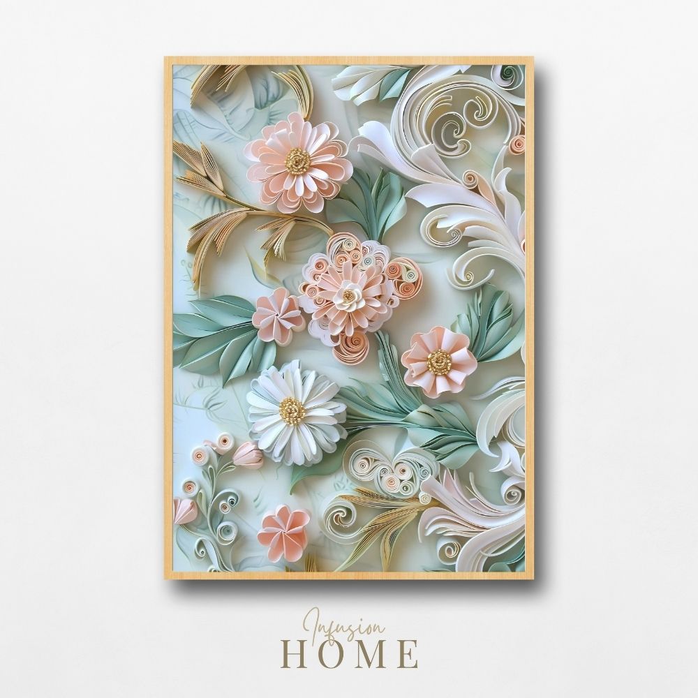 Soft Pink and White Floral Paper Cut Art Printable