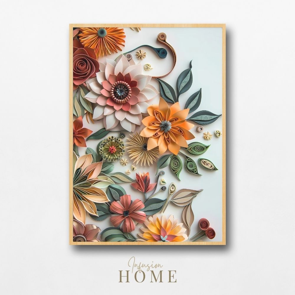 Sunset Bloom Paper Cut Floral Wall Art Printable