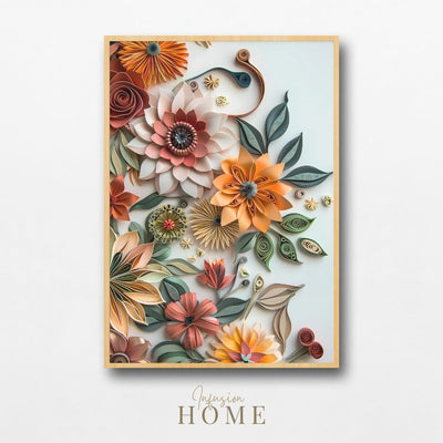 Sunset Bloom Paper Cut Floral Wall Art Printable