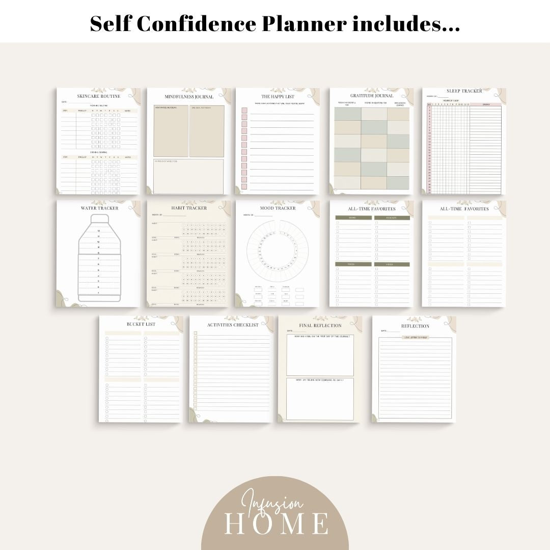 Self-Confidence Planner – Printable & Fillable Digital Download