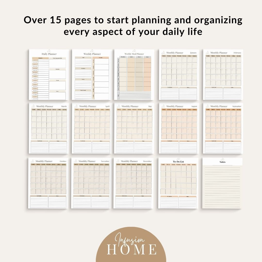 Undated Digital Planner – Printable & Fillable Digital Download