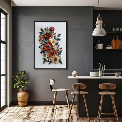 Rust & Bloom Paper Cut Floral Wall Art Printable