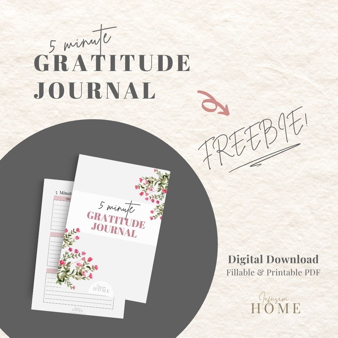 5-Minute Gratitude Journal – FREE Printable & Fillable Digital Download