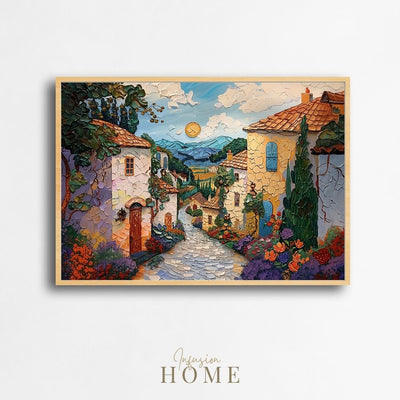 Poster wall art showing 'Cobbled Charm - Textured French Summer Homes'