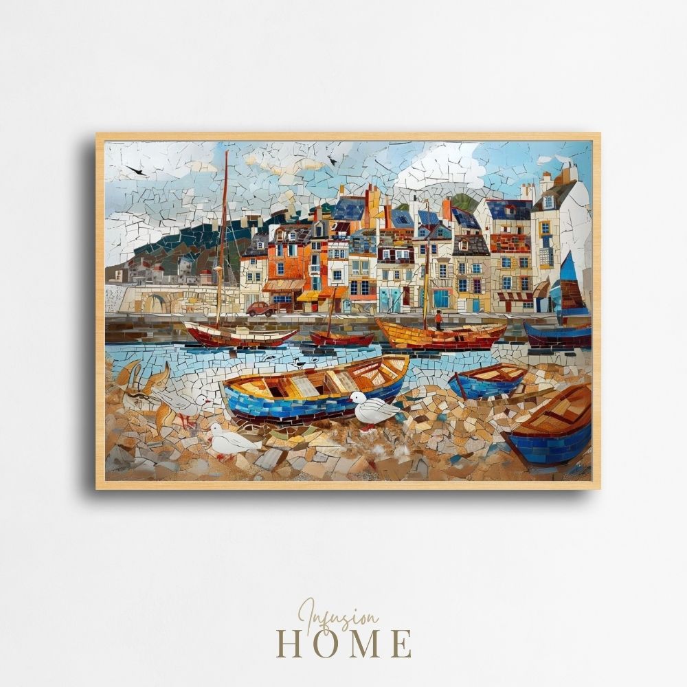 Poster wall art showing 'Summer by the Shore - Vintage Boats' 