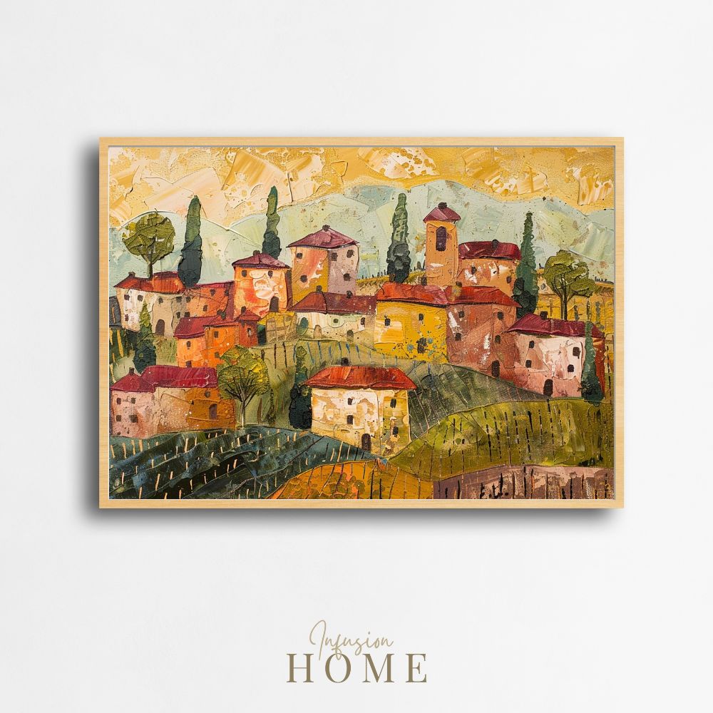 Poster wall art showing 'Textured Tuscany - Impasto Style Village'