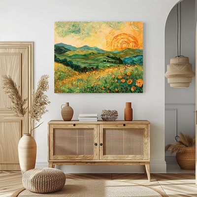 Whimsical Meadow - Sunrise over Blooming Rolling Hills - Infusion Home