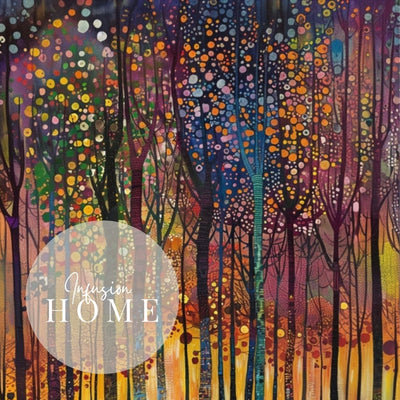 Sunset Forest Glow Circle Art Print